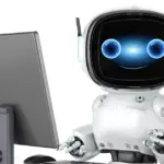 Image of friendly AI bot helping with productivity.